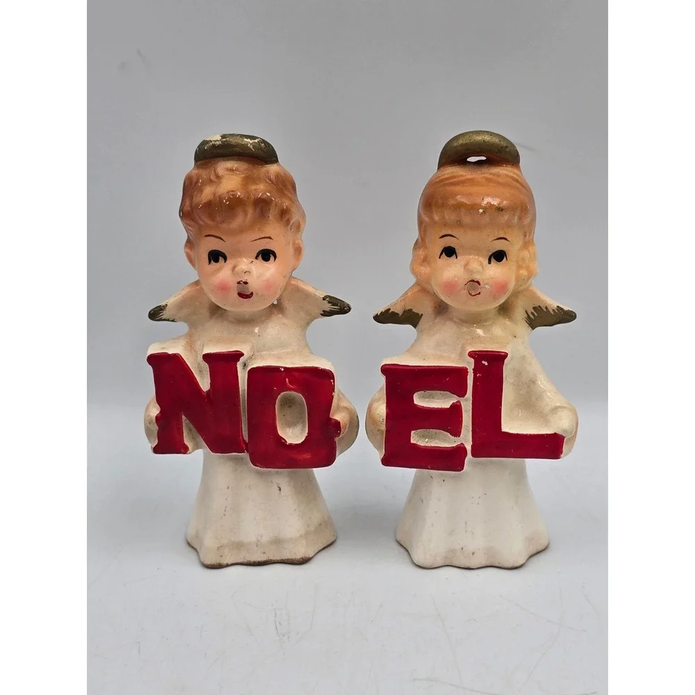Brinn's Noel Angel Figurines Vintage Japan Ceramic Shakers